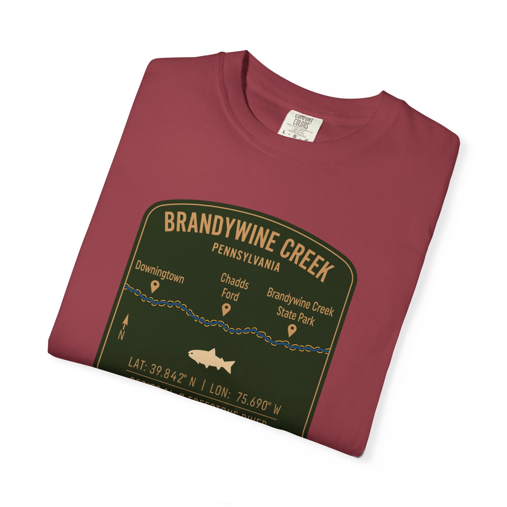 Brandywine Creek Fishing Map T-Shirt | River Map, Trout Graphic