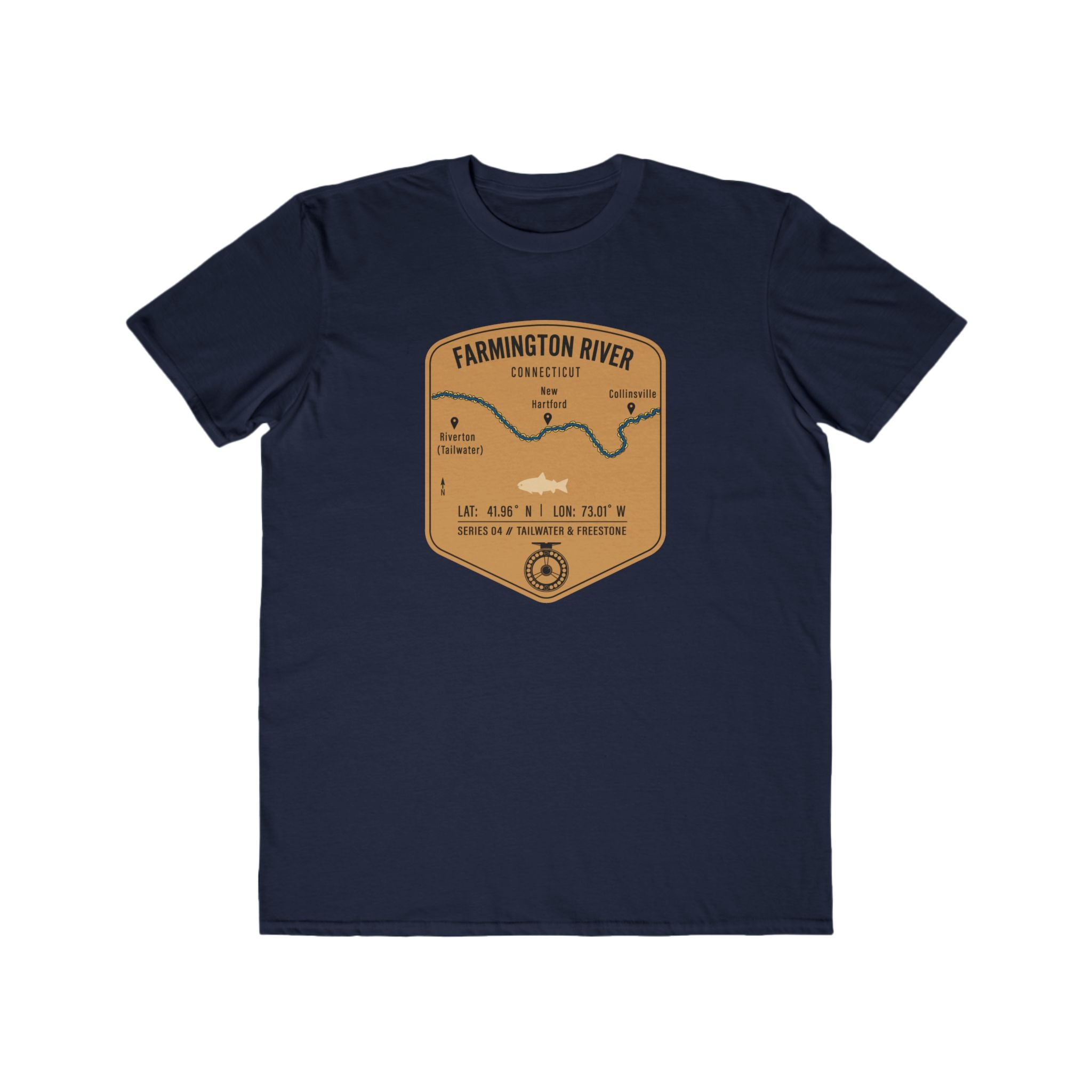 Farmington River Fishing Patch Tee | Trout Fly Rod Angler Shirt