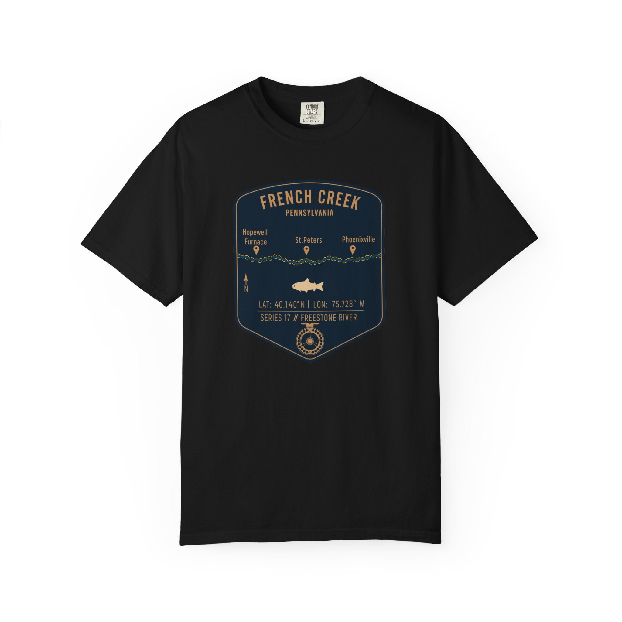 French Creek Fishing Map T-Shirt | River Map, Trout Graphic