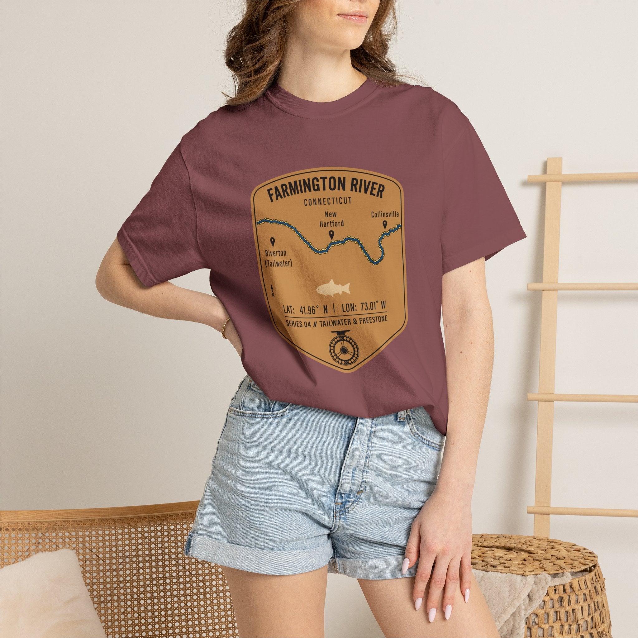 Farmington River Fishing Map T-Shirt | River Map, Trout Graphic