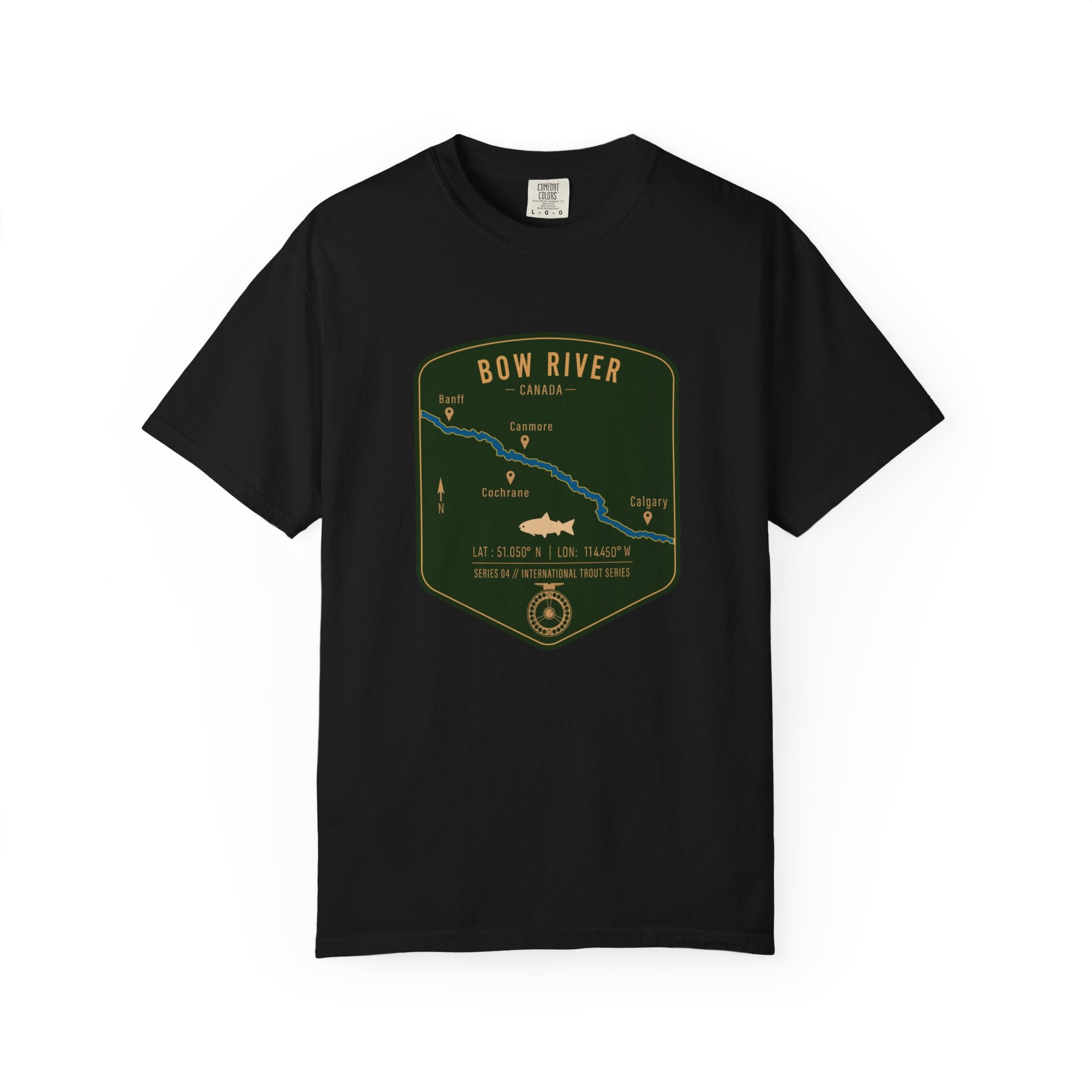 Global Series - Bow River Canada Fishing Map T-Shirt | River Map, Trout Graphic