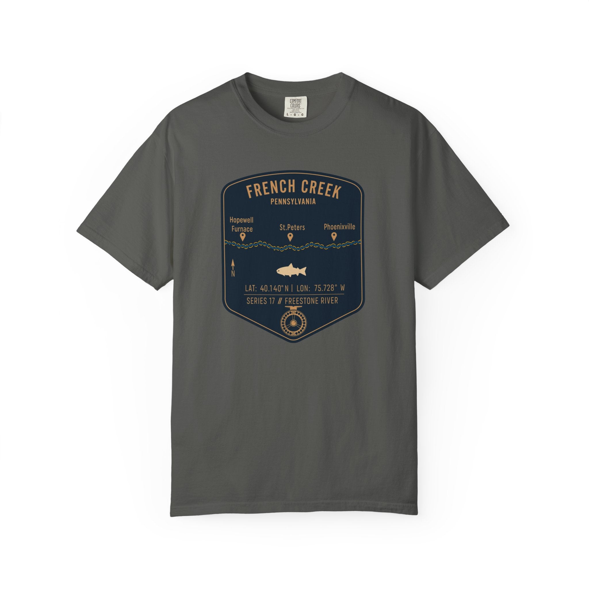 French Creek Fishing Map T-Shirt | River Map, Trout Graphic