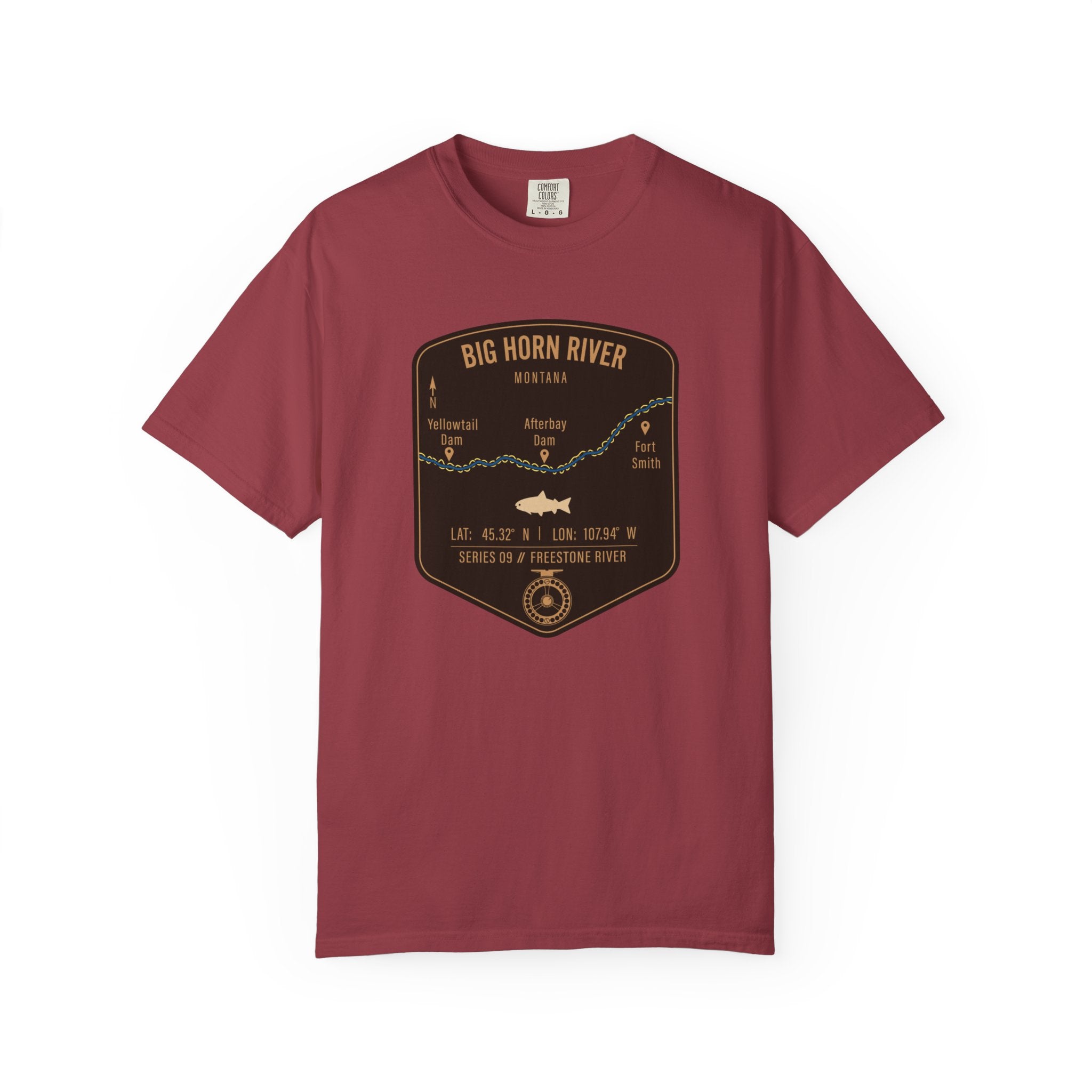 Big Horn River Fishing Map T-Shirt | River Map, Trout Graphic