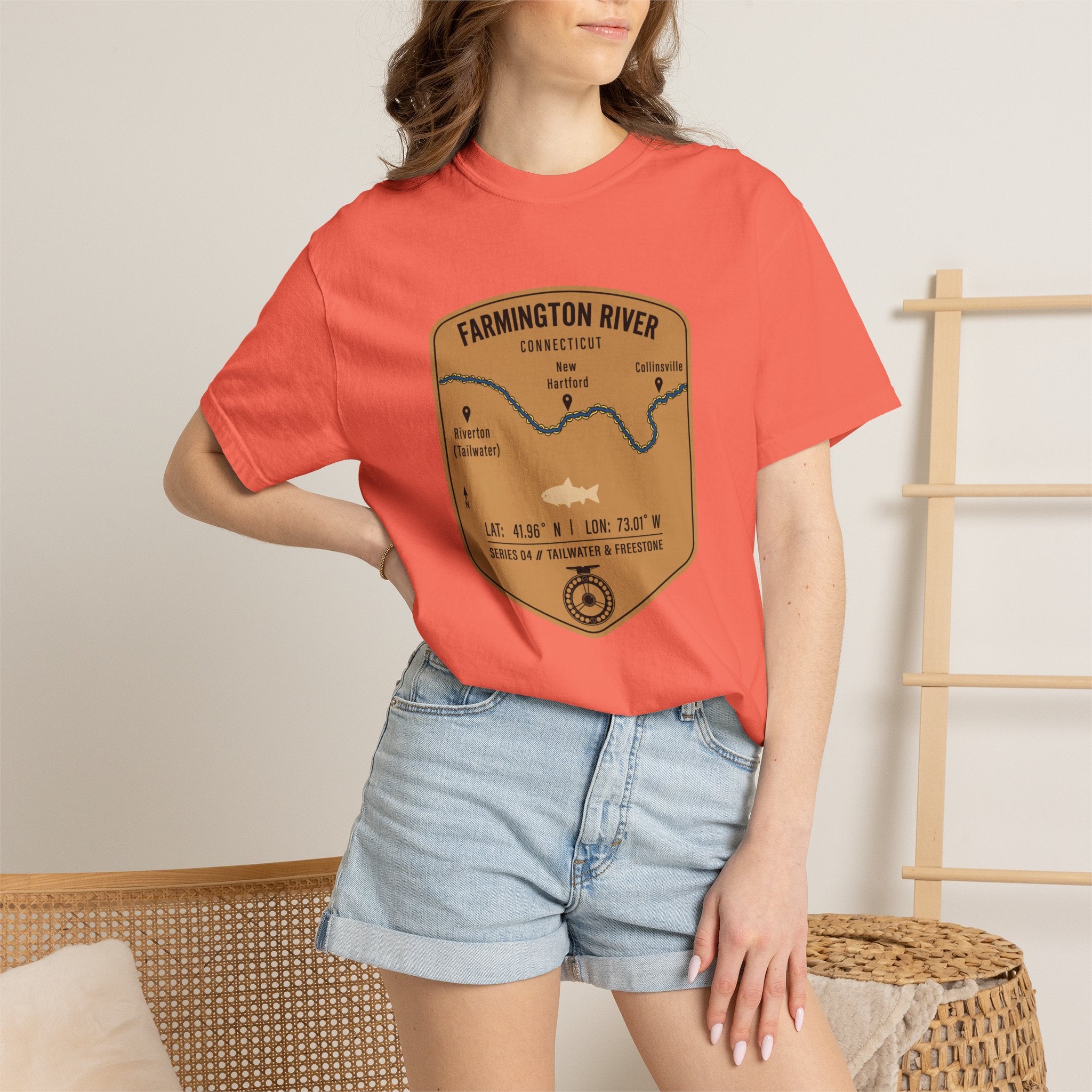 Farmington River Fishing Map T-Shirt | River Map, Trout Graphic