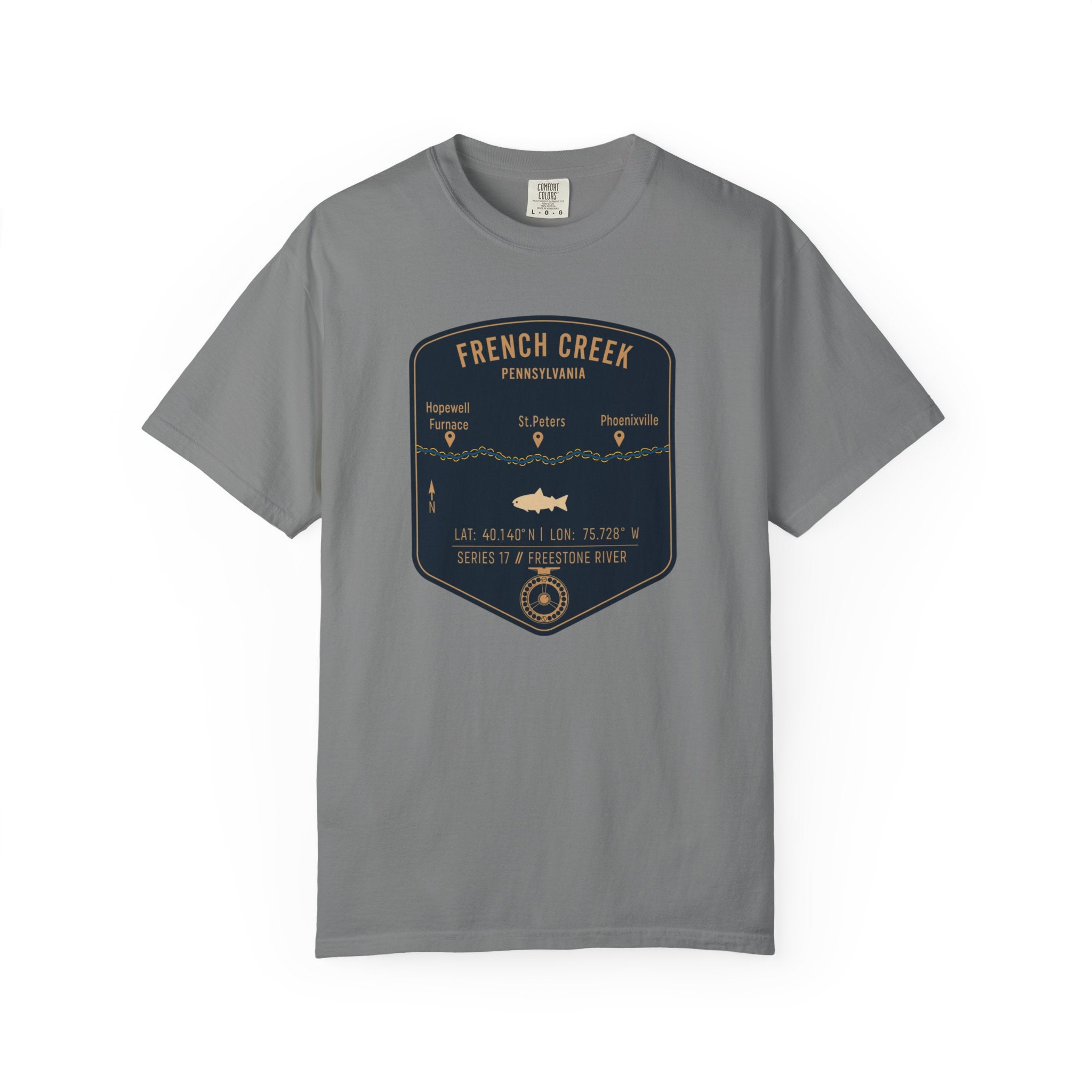 French Creek Fishing Map T-Shirt | River Map, Trout Graphic