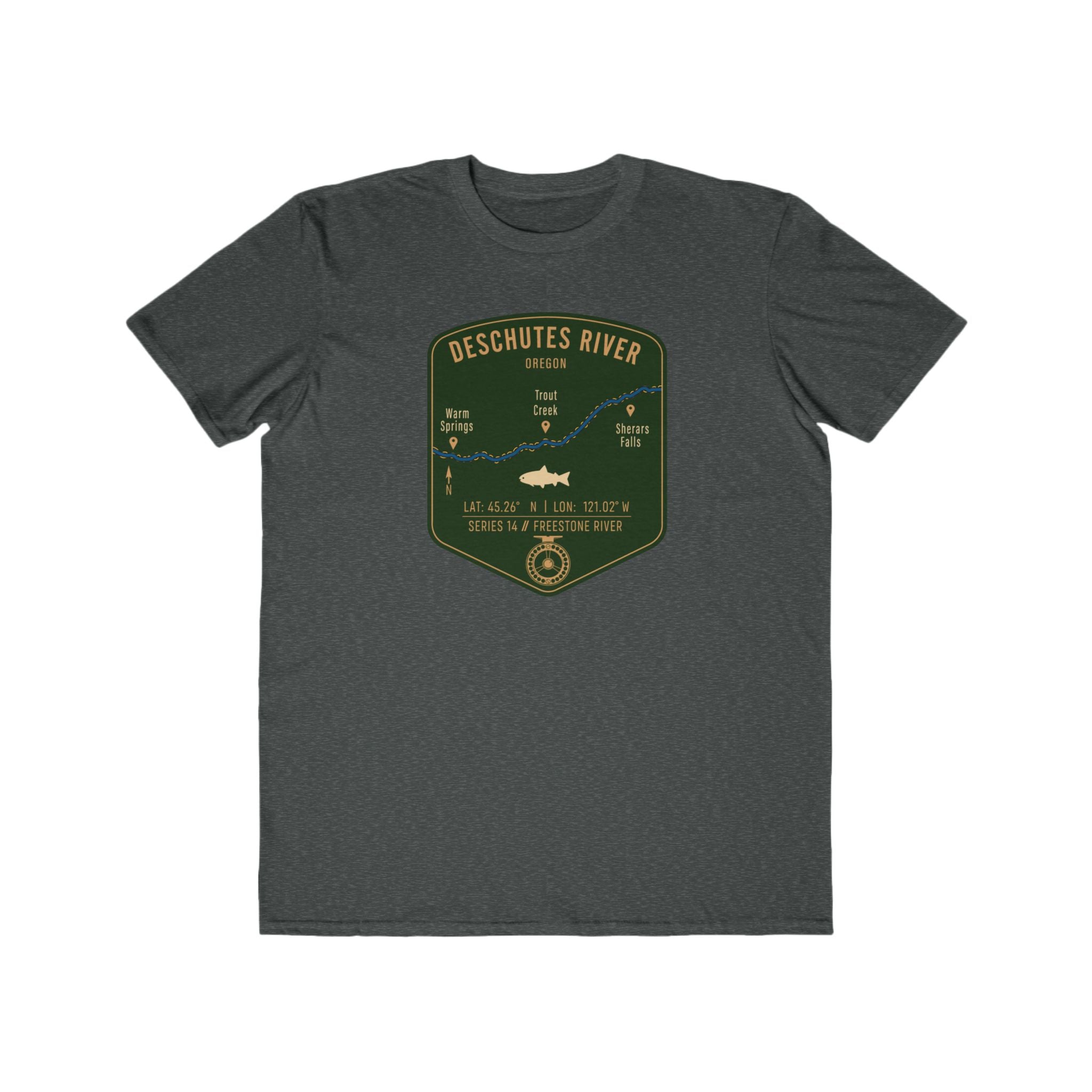 Deschutes River Fishing Patch Tee | Trout Fly Rod Angler Shirt