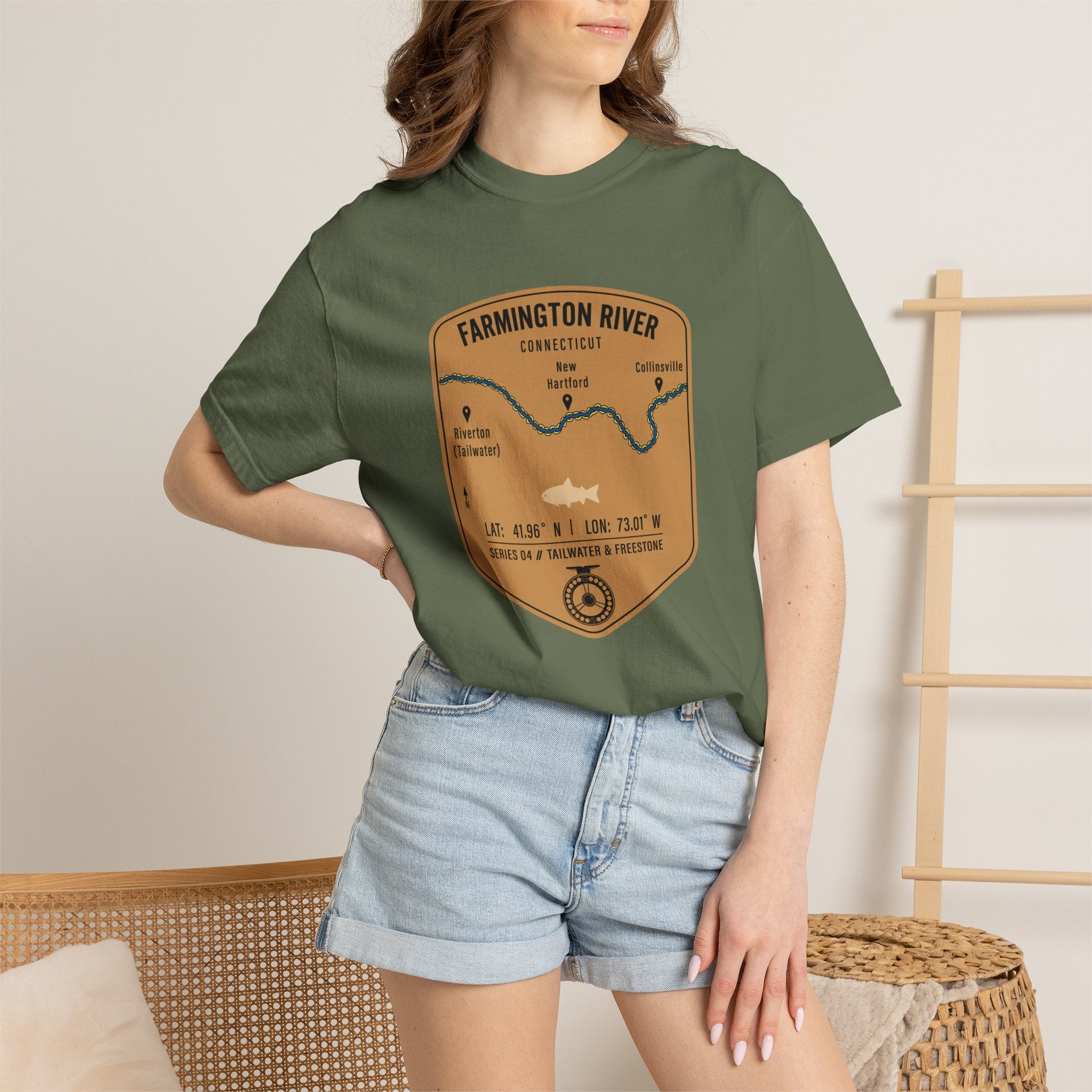 Farmington River Fishing Map T-Shirt | River Map, Trout Graphic