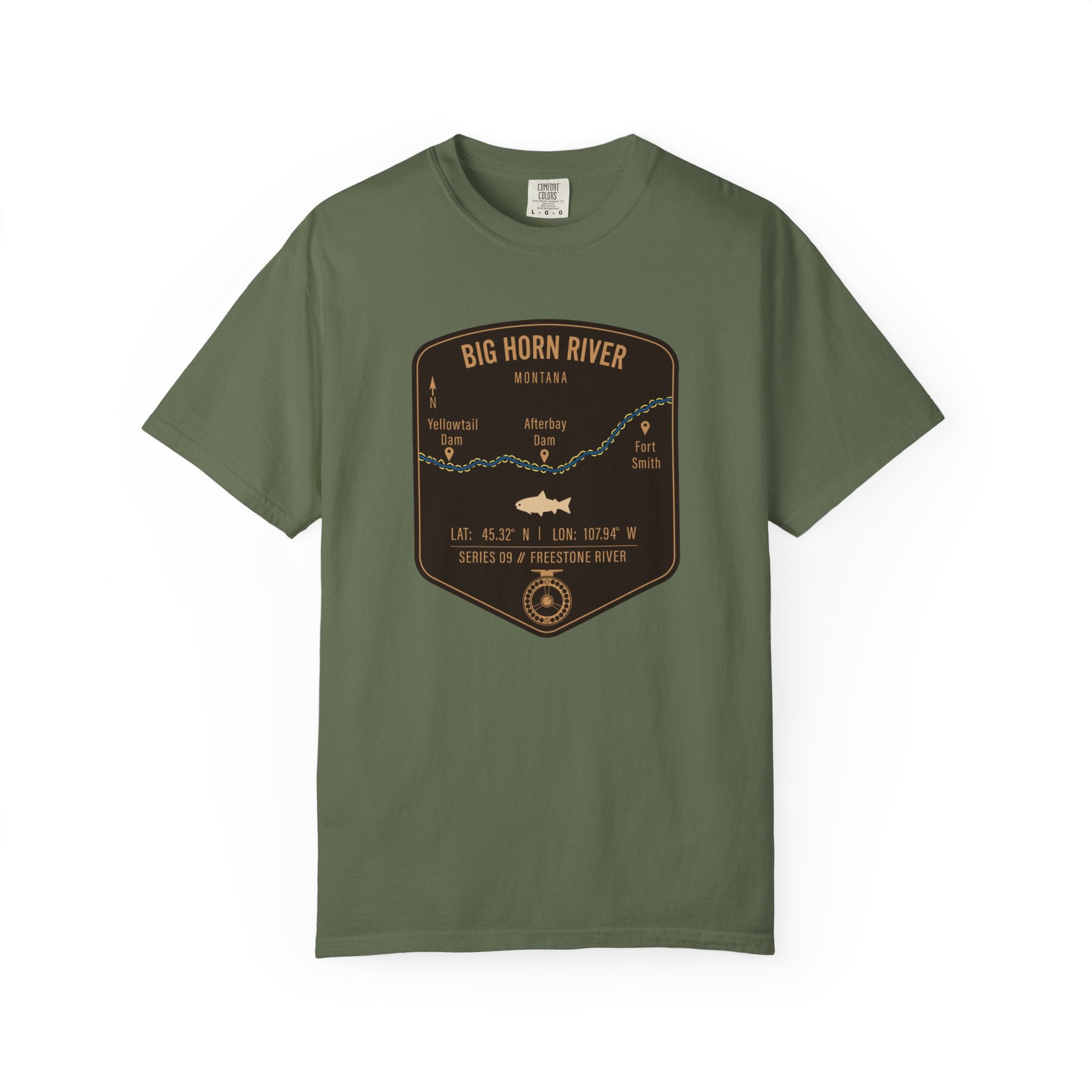 Big Horn River Fishing Map T-Shirt | River Map, Trout Graphic
