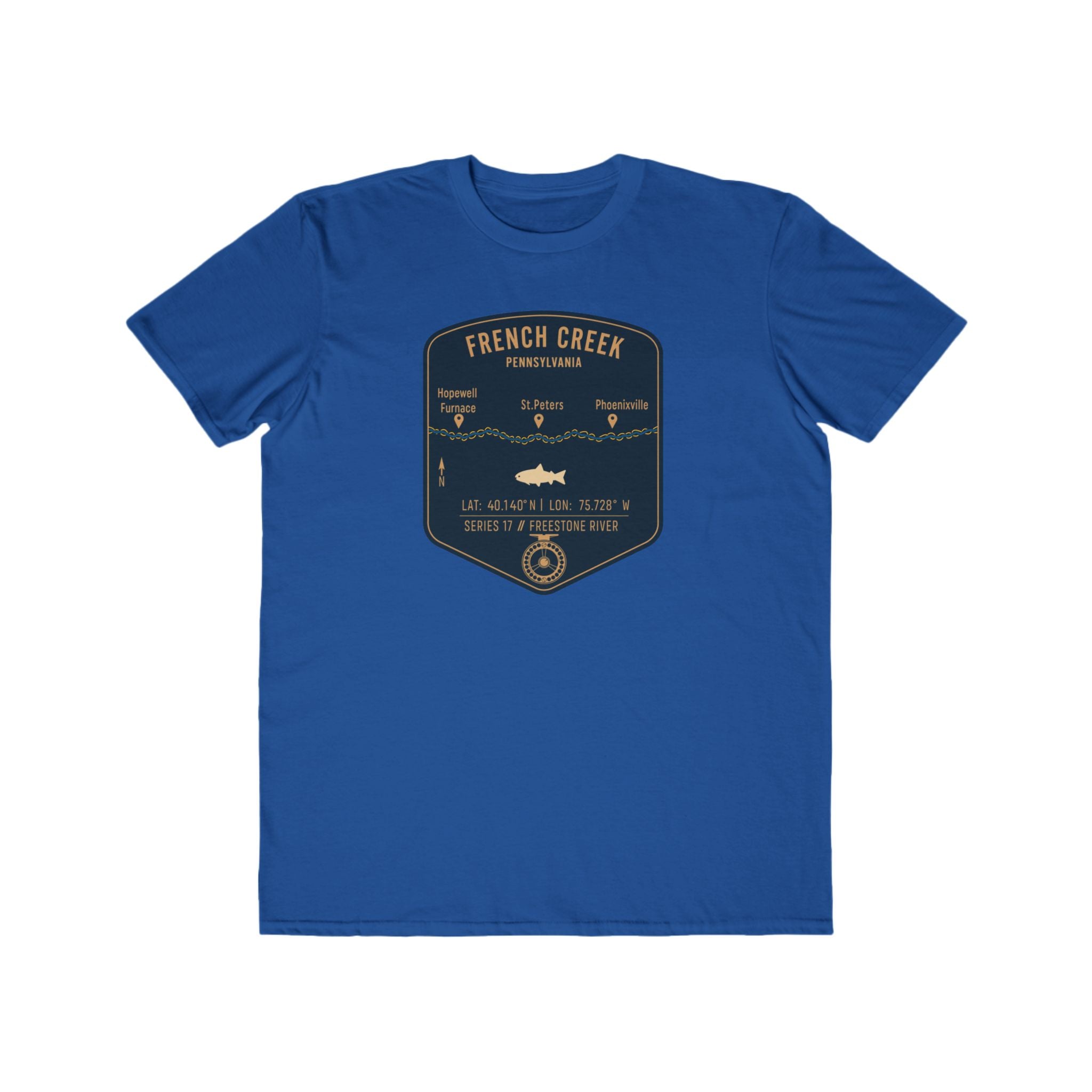 French Creek Fishing Patch Tee | Trout Fly Rod Angler Shirt