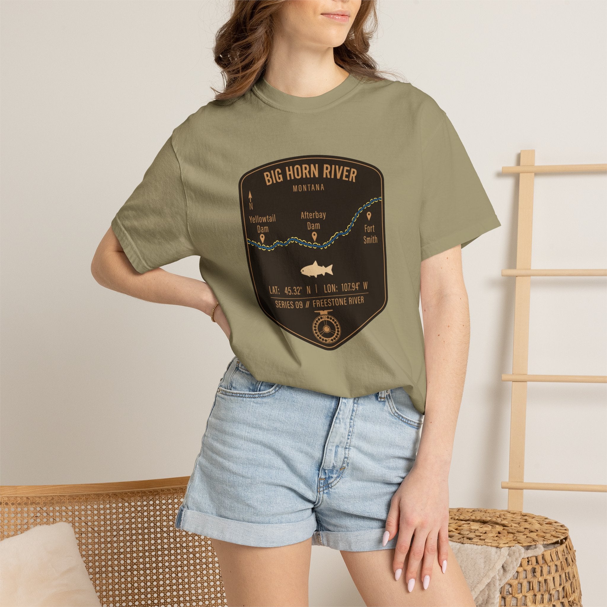 Big Horn River Fishing Map T-Shirt | River Map, Trout Graphic