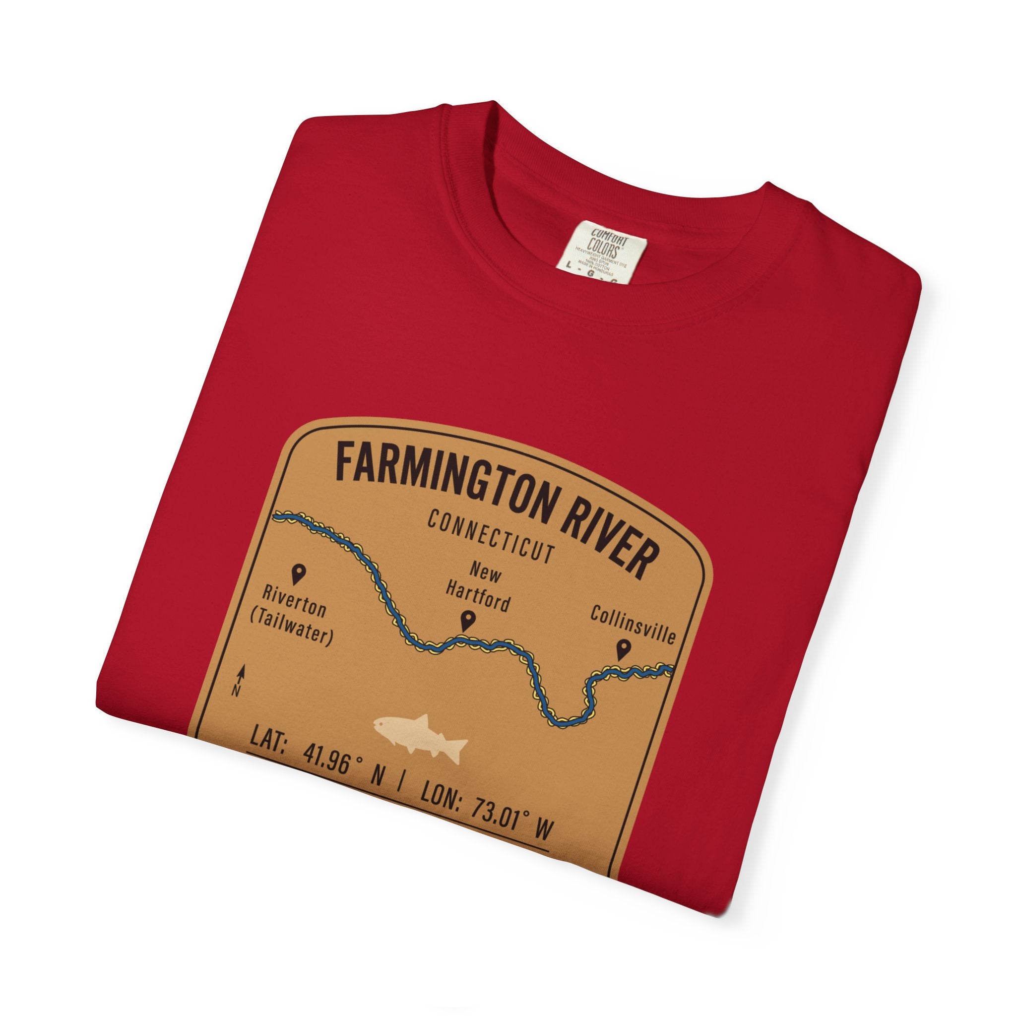 Farmington River Fishing Map T-Shirt | River Map, Trout Graphic