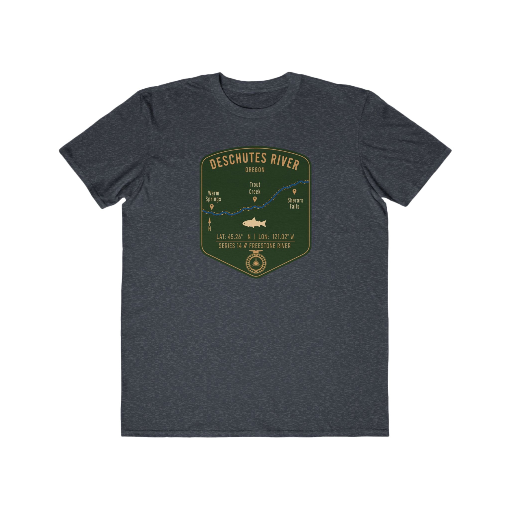 Deschutes River Fishing Patch Tee | Trout Fly Rod Angler Shirt