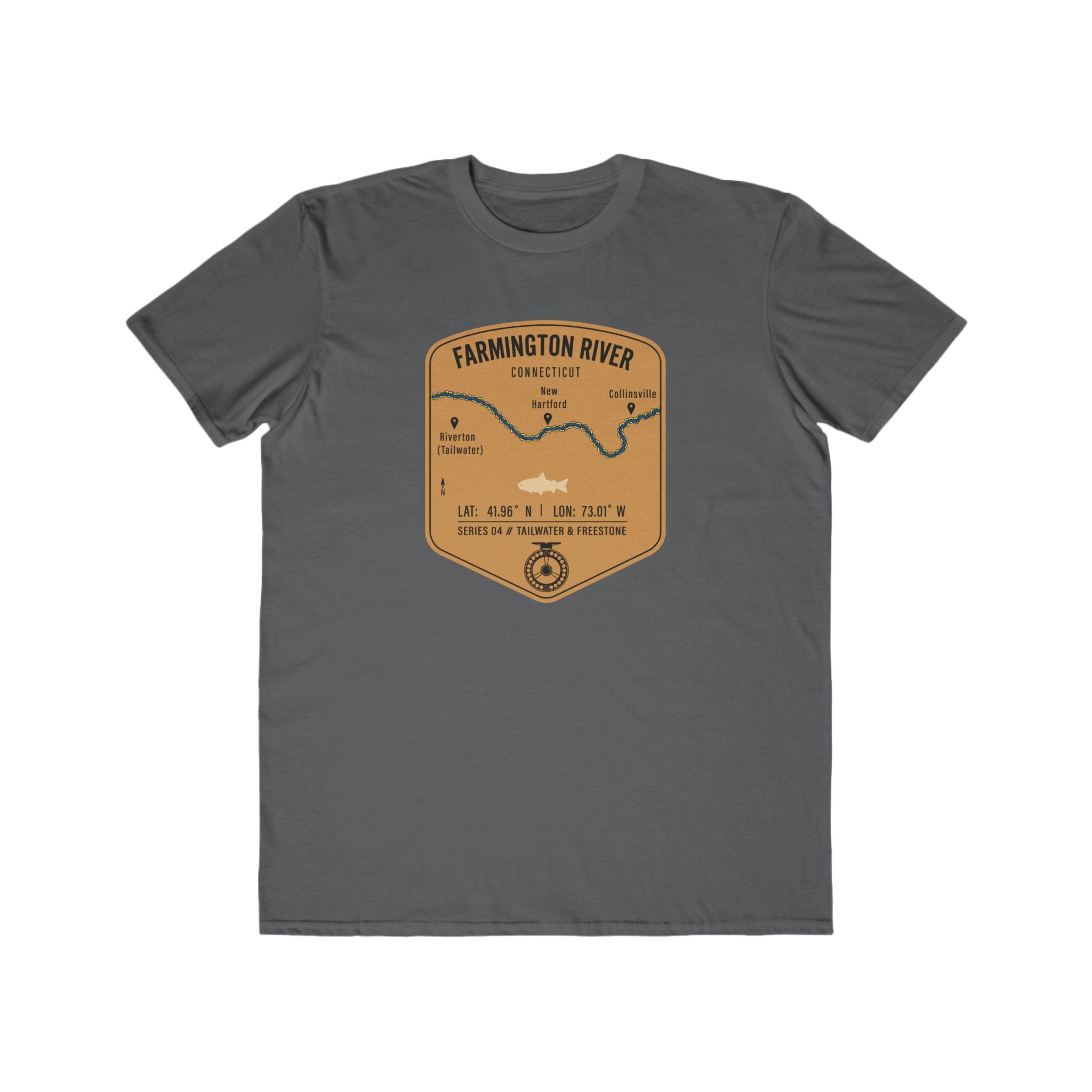 Farmington River Fishing Patch Tee | Trout Fly Rod Angler Shirt
