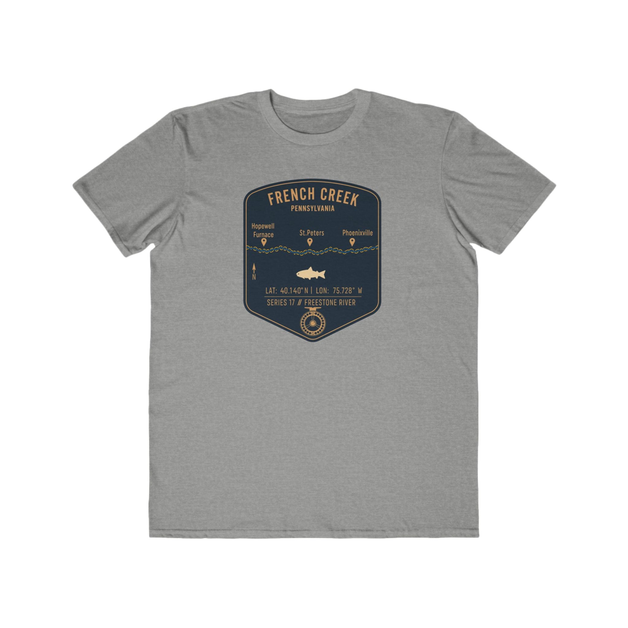 French Creek Fishing Patch Tee | Trout Fly Rod Angler Shirt
