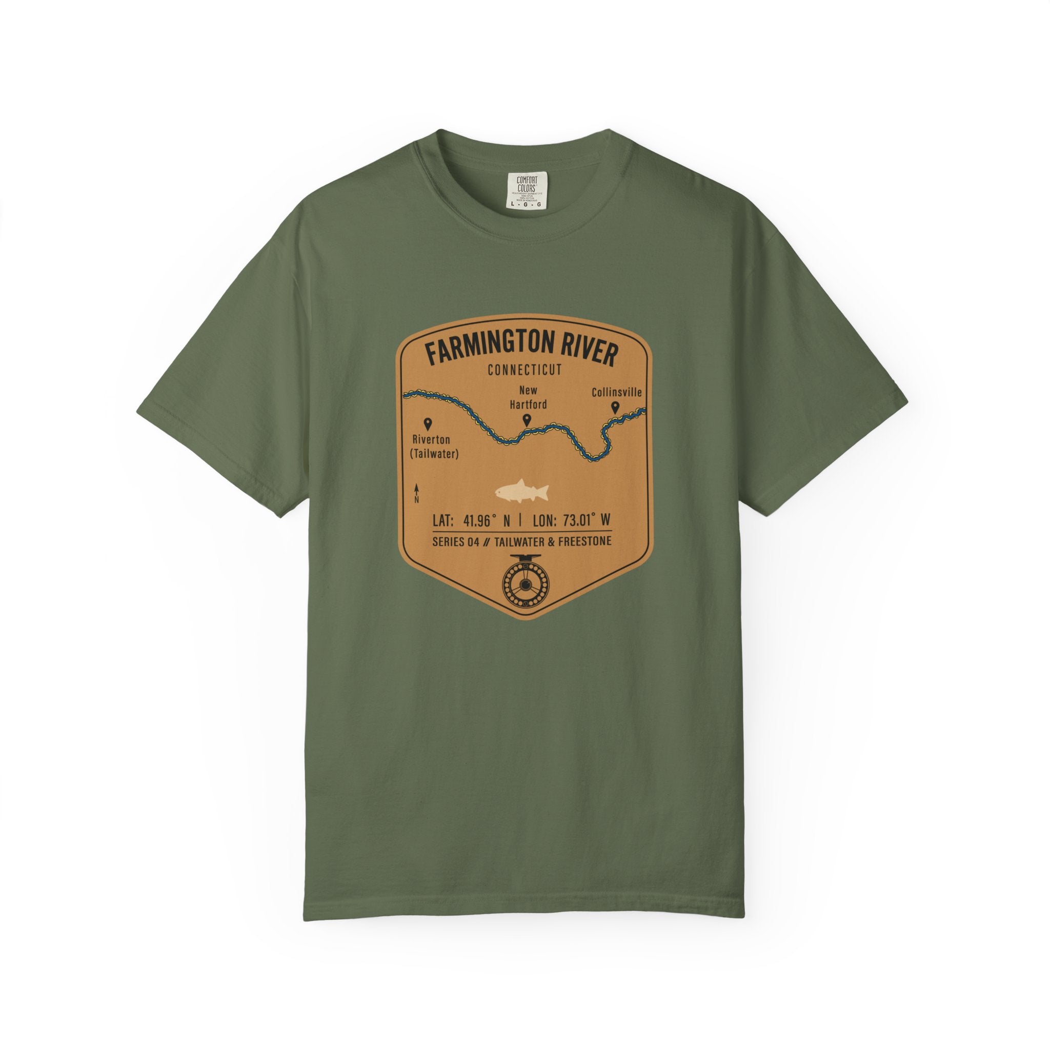 Farmington River Fishing Map T-Shirt | River Map, Trout Graphic